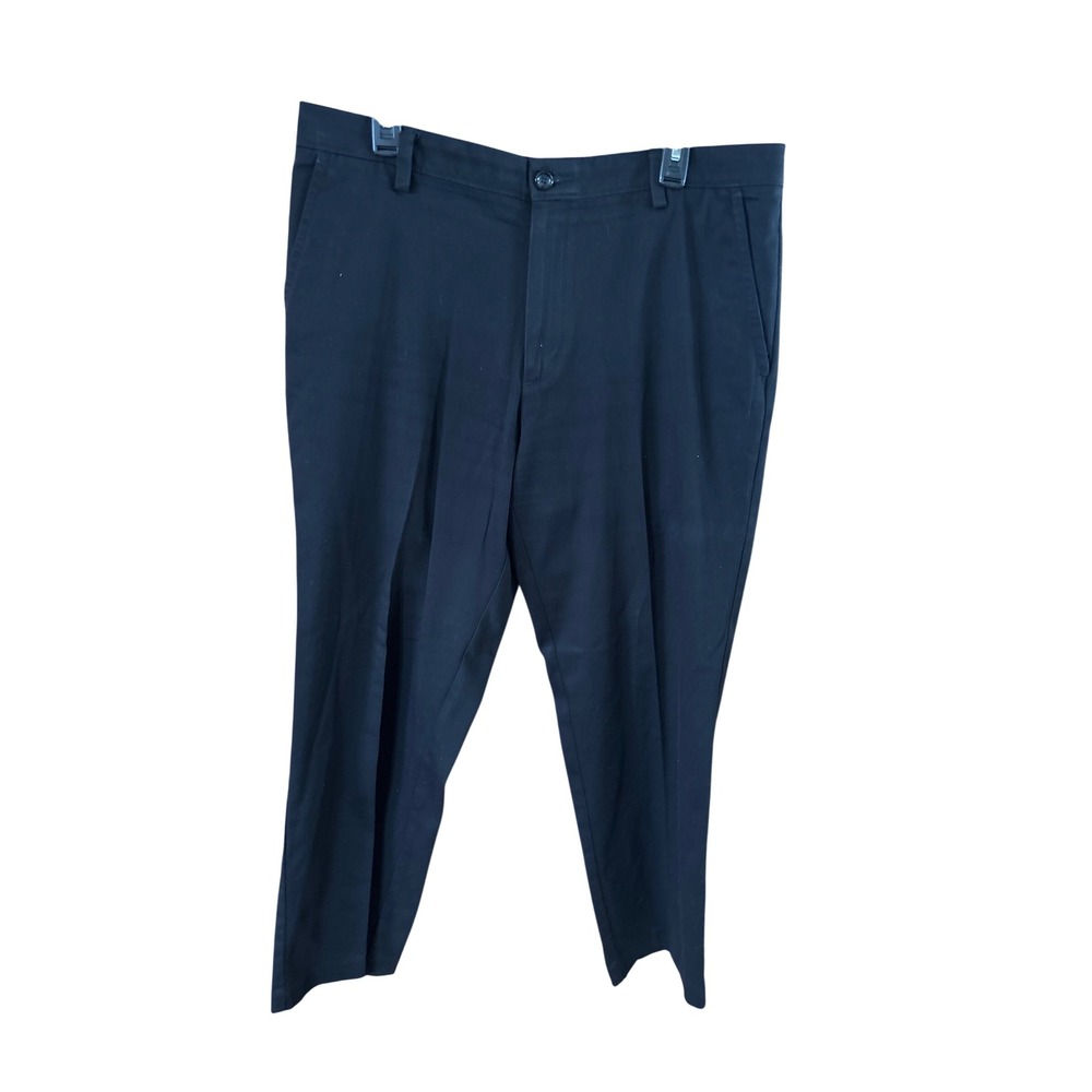 Dockers Mens Black Stretch Chino Pants W36 L29 Flat Front Trousers